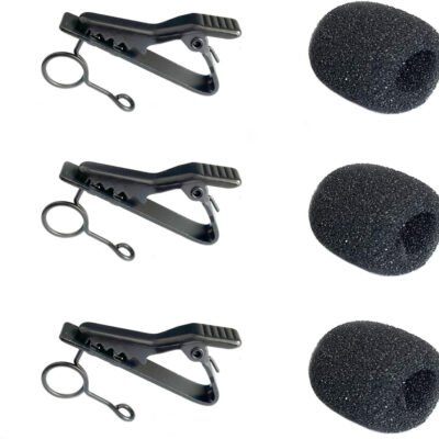 Luwigs 3pcs Lavalier Microphone Metal Tie Clips with 3pcs Lapel Mic Windscreen Foam Covers