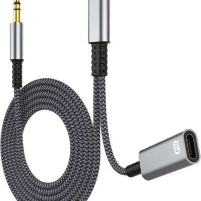 USB C to 3.5mm Audio Aux Jack Cable with 60W Fast Charge, 2 in 1 USB C to Headphone Car Stereo