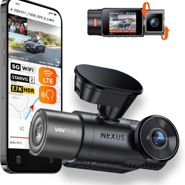 Vantrue N2X 2.7K Dash Cam Front and Inside