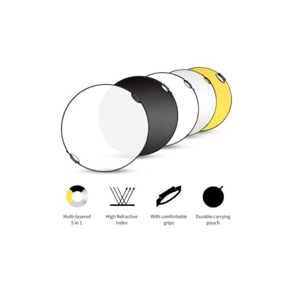 Selens 43" Photography Reflector with 6.5ft Light Stand, Handle Light Reflector for Photography, 5-in-1 Reflector with Photography Stand and Holder Kit