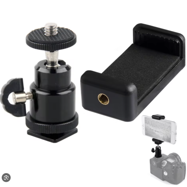 Hot Shoe Phone Clip Universal Moblie Phone Holder Bracket With Mount 1/4 Screw Tripod Monopod Stand For SLR Camera