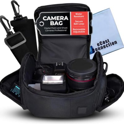 Medium Soft Padded Camera Bag Case for DSLR and Mirrorless Cameras – Fits Nikon, Canon, Sony, Pentax, Olympus, Panasonic, Samsung & More – Shockproof Protection for Lenses & Accessories