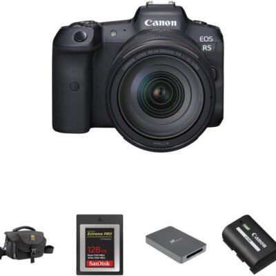 Canon EOS R5 Mirrorless Camera with 24-105mm f/4 Lens and Essentials+ Kit