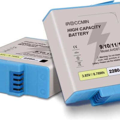 2-Pack 2280mAh High Capacity Battery for GoPro Hero 12, Hero 11, Hero 10, Hero 9 Black Camera