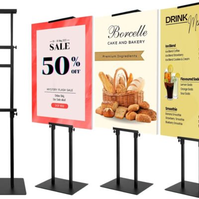 4PACK Adjustable Poster Holder, Foam Board Stand for Display, Heavy Duty Pedestal Sign Holder, Metal Stand for Display Board Up to 83