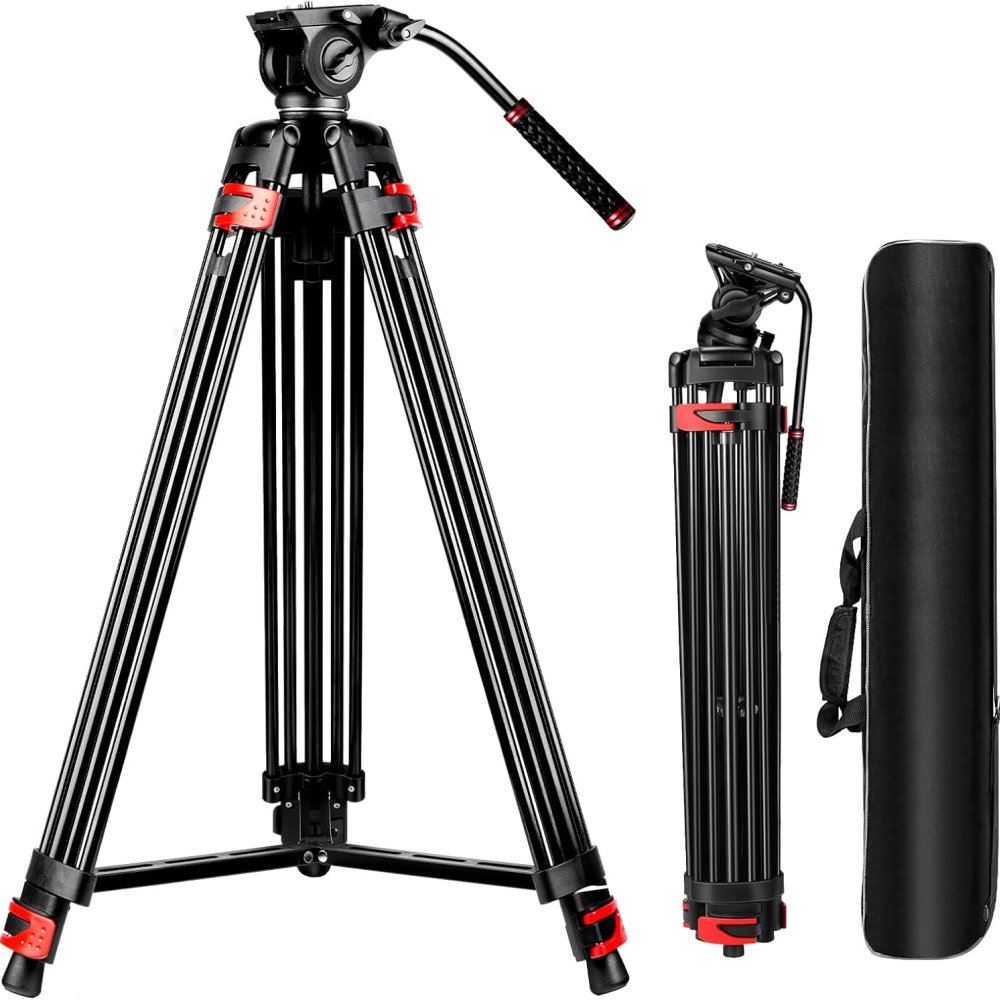 MACTREM VT72 82″ Video Tripod with 360° Fluid Head